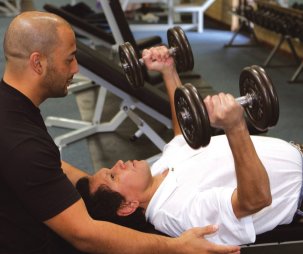 Client using Gym equipment